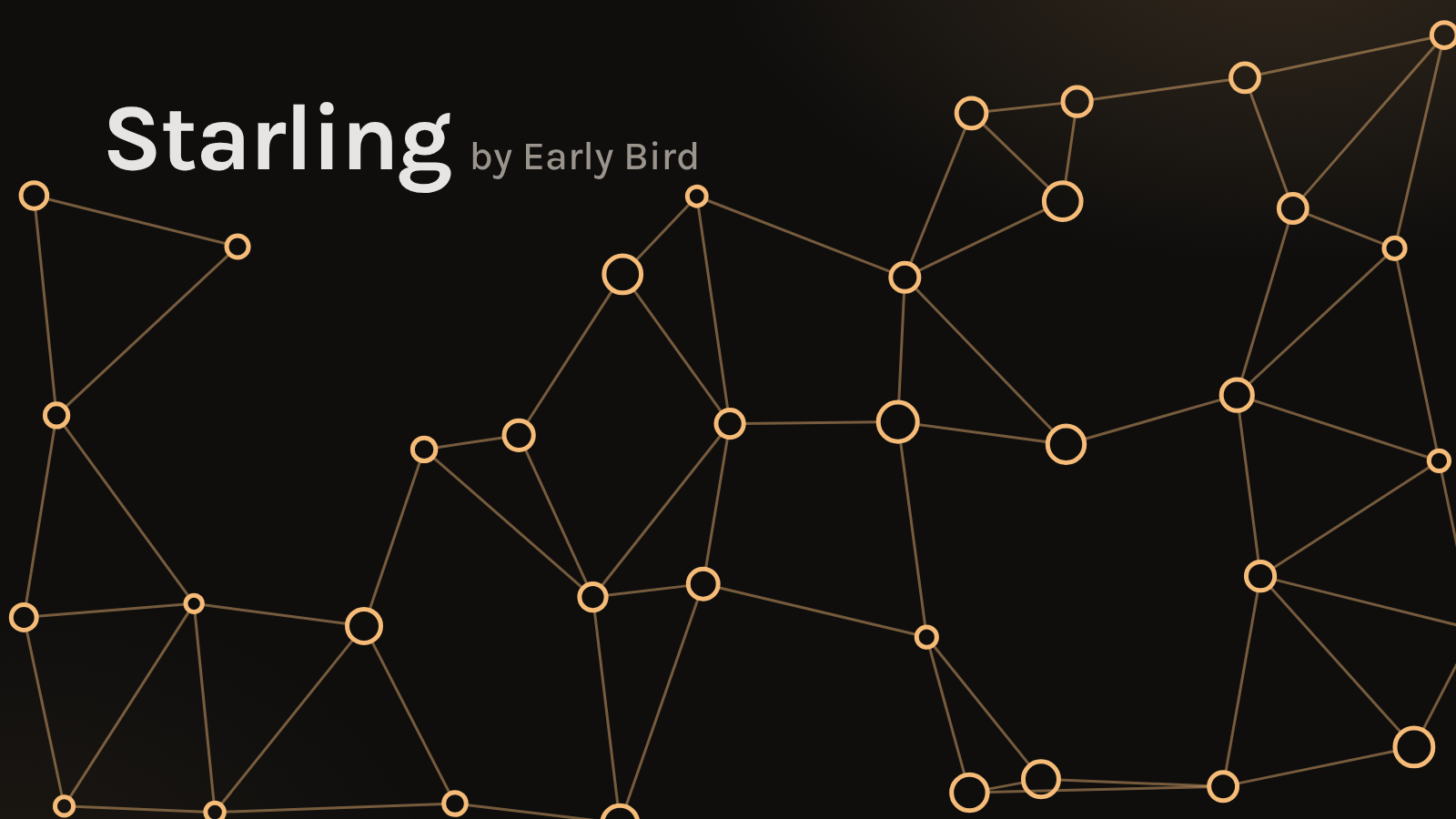 A wide mesh of outlined nodes, each linked to its nearest neighbors, with no node at the center